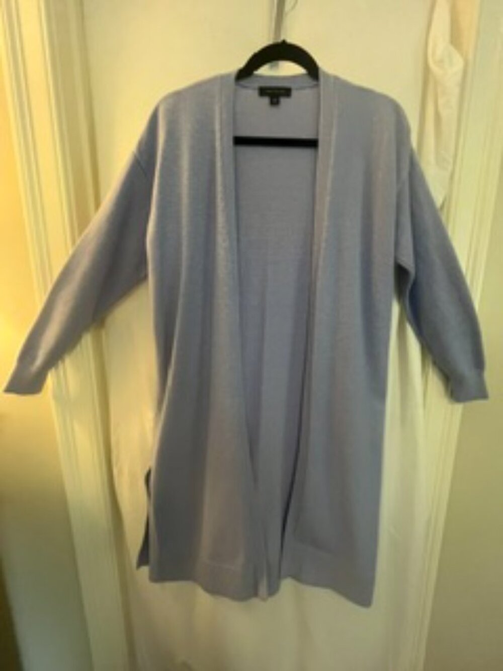 Best quick-search title: Ann Taylor Long Purple Cardigan Size Small
